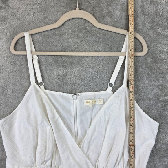 SRV x FTF Dress Womens 2X White Surplice V Neck Tiered Ruffle Hem Cotton Belted - Picture 7 of 10